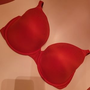 🔴VICTORIA'S SECRET Lined Perfect Coverage Bra (40DDD, Red)